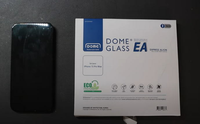 Whitestone Dome Glass EA Screen Protector Install On iPhone 15 Pro Max by TechOut