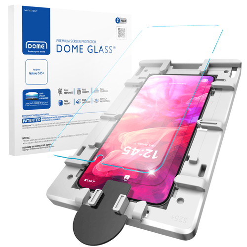 Dome Glass Whitestone DOME GLASS [Perfect Full Coverage] Tempered Glass Screen Protector for Galaxy S25+ withUV lamp [2Pack]