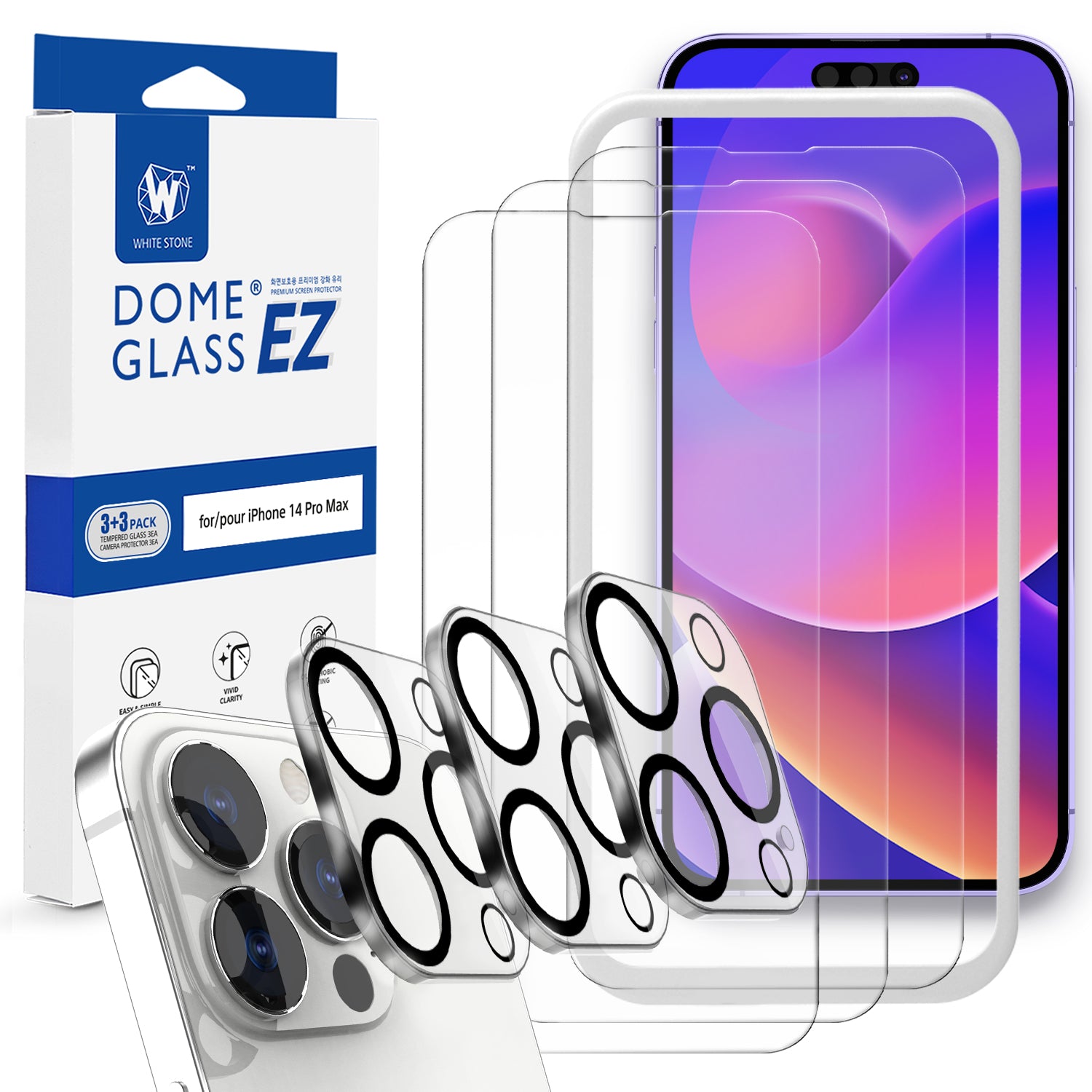 EZ] iPhone 15 Pro Max EZ Glass Screen Protector (6.7) - 5 Pack –  Whitestonedome