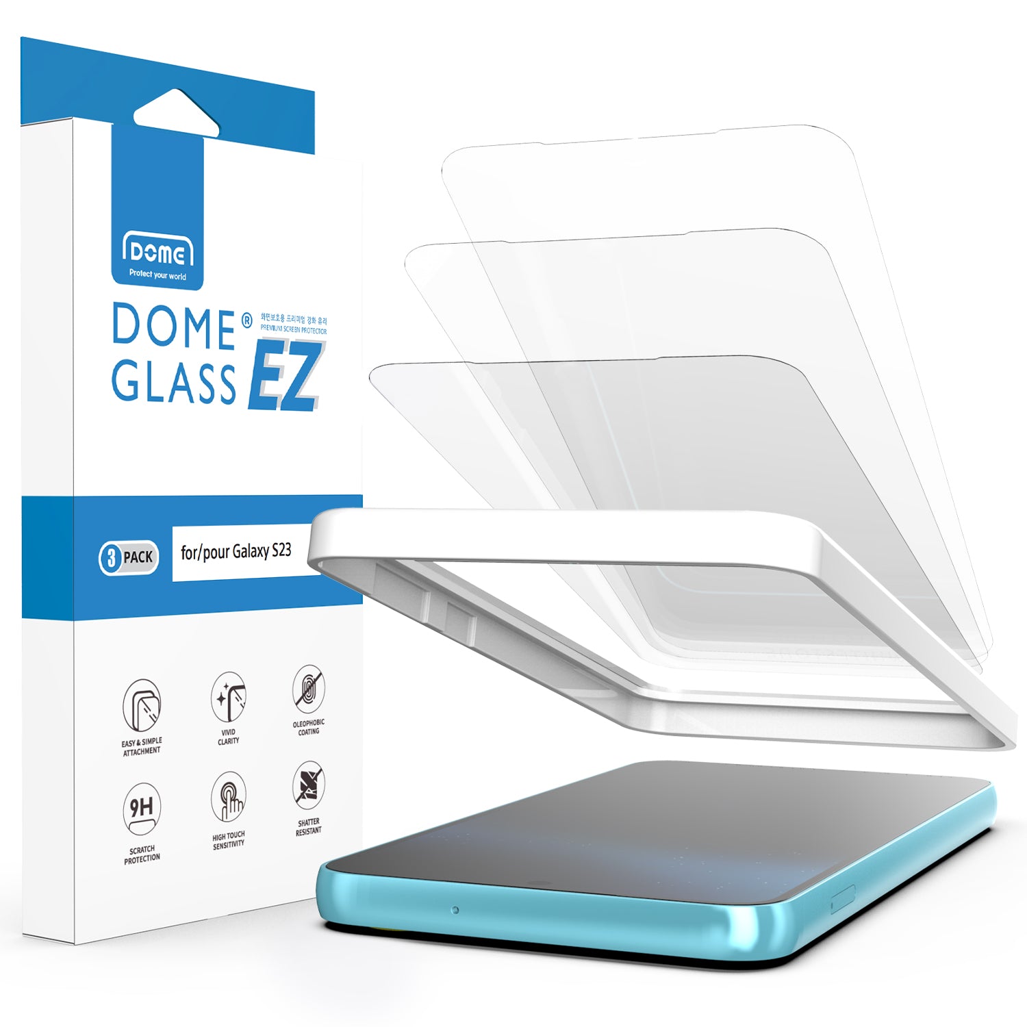 Whitestone Dome 2 Pack Tempered Glass Screen Protectors with UV Lamp - for Samsung Galaxy S23 Ultra
